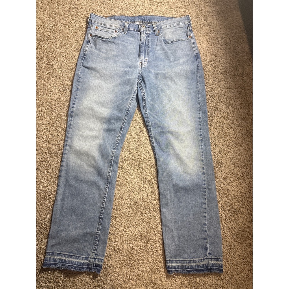 Levis 514 Athletic Taper Jeans‎ Mens Light Wash Released Hem 36X30 Denim Pants